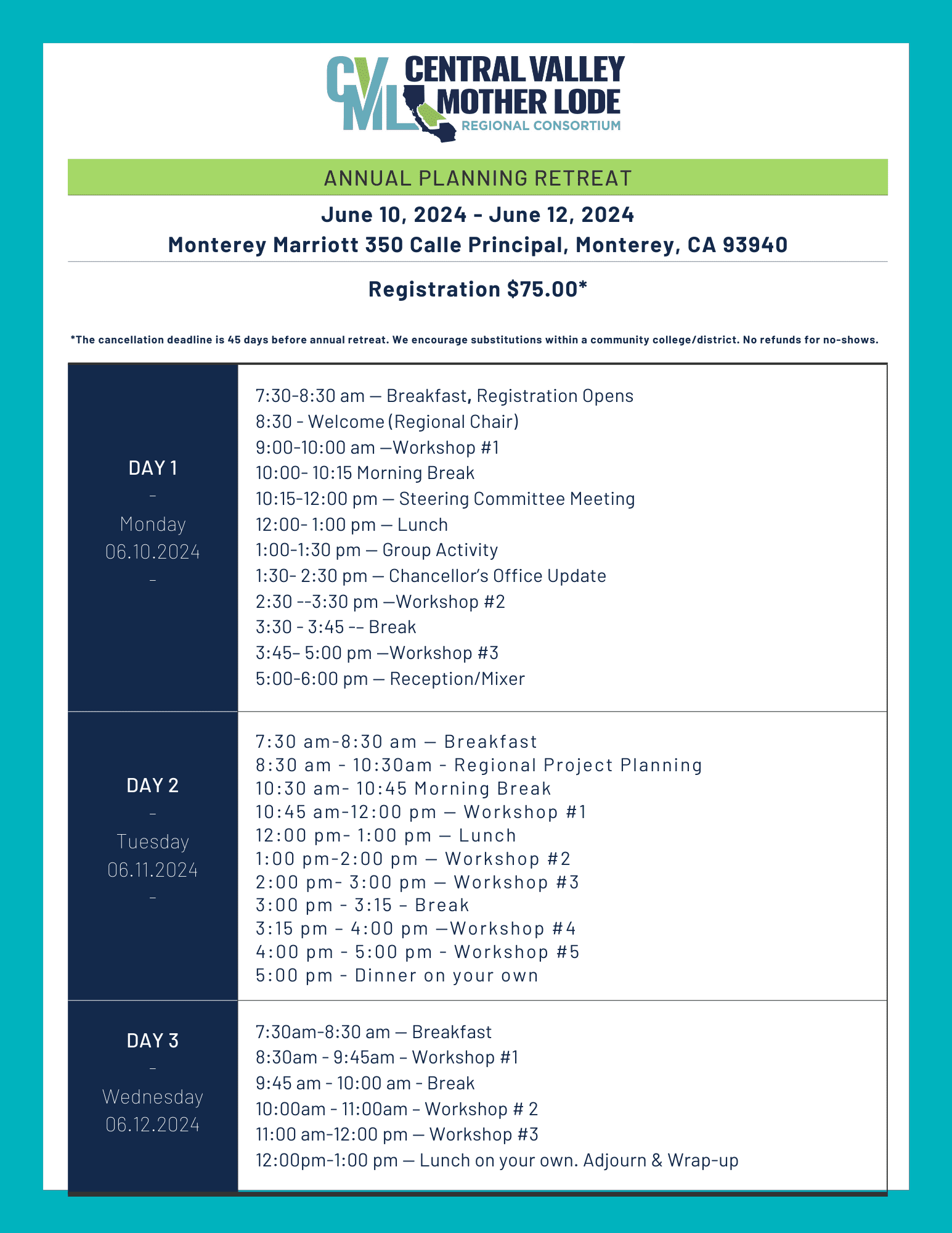 CVML Annual Retreat Registration Now - Central Valley Mother Lode Regional  Consortium